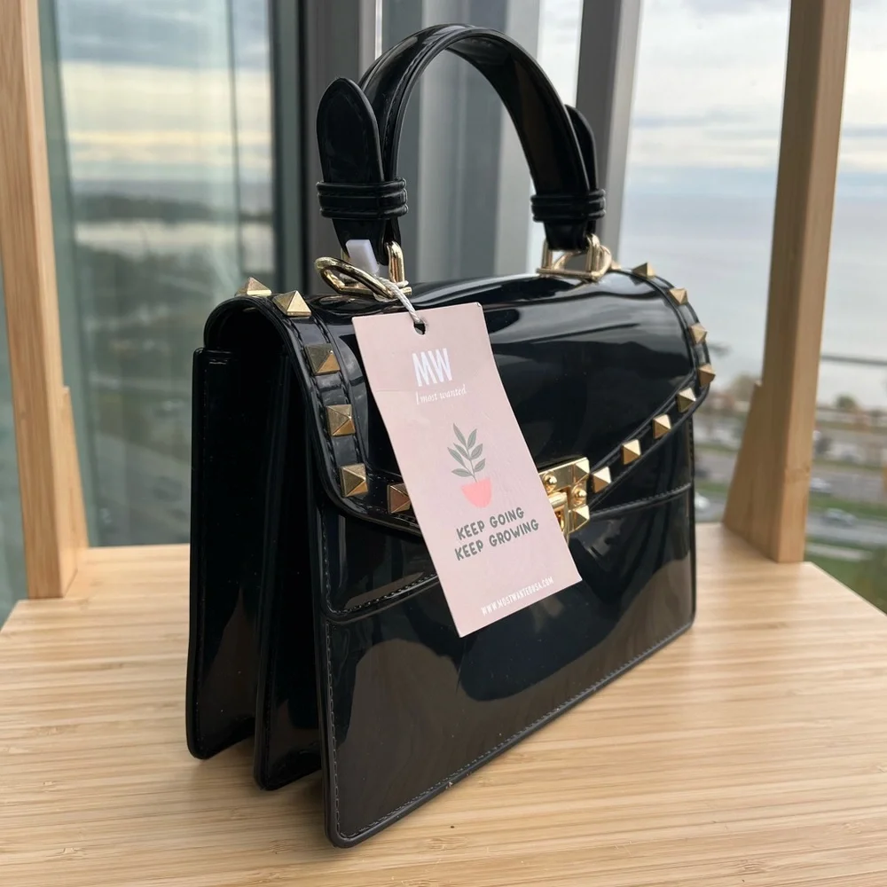 Black Studded Handbag - Picture 2 of 3